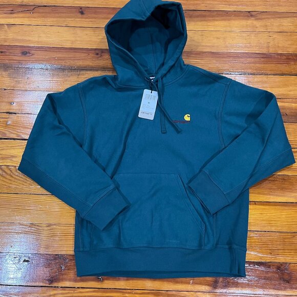 Carhartt WIP American Script Hooded Sweatshirt Botanic Green Men's Size M NWT